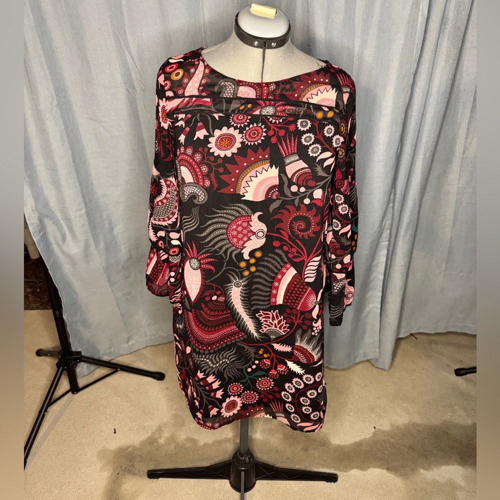 LOFT Multicolor Floral Long Sleeve Dress